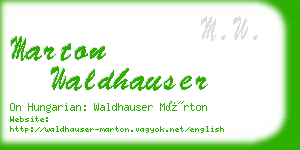 marton waldhauser business card